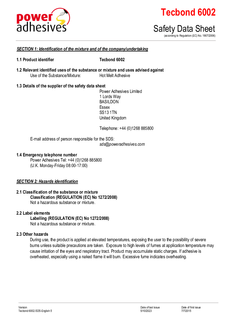 

Tecbond 6002 SDS English

